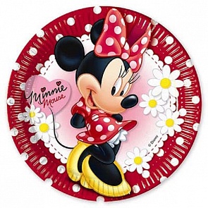 Набор из 8 бумажных тарелок серии Минни Ромашки, размер 23 см (Procos, 1502-1031)